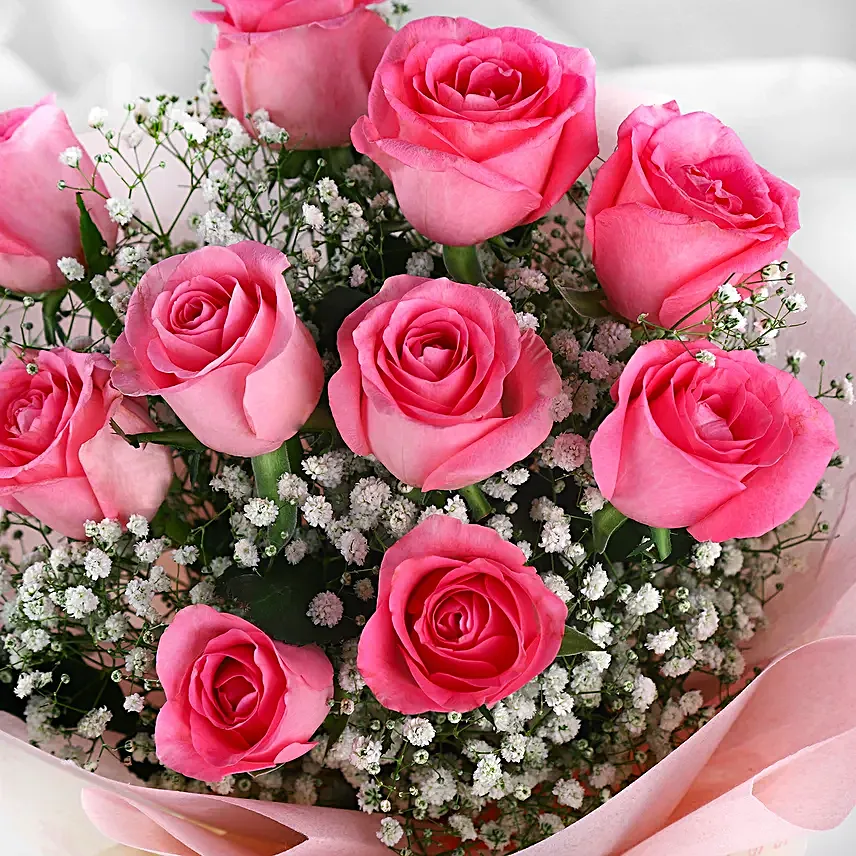 Dreamy Pink Roses Bouquet Chocolate Cake