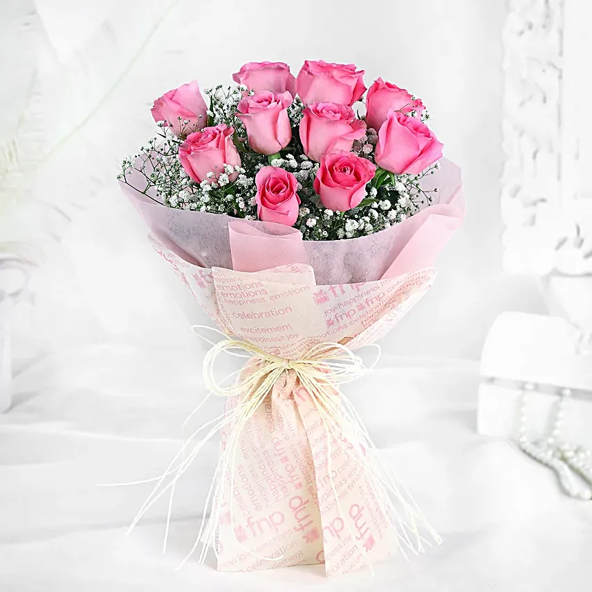 Dreamy Pink Roses Bouquet Chocolate Cake