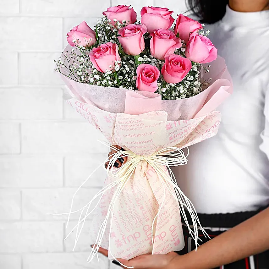 Dreamy Pink Roses Bouquet Chocolate Cake