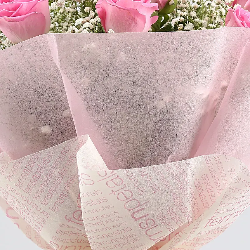 Dreamy Pink Roses Bouquet Chocolate Cake
