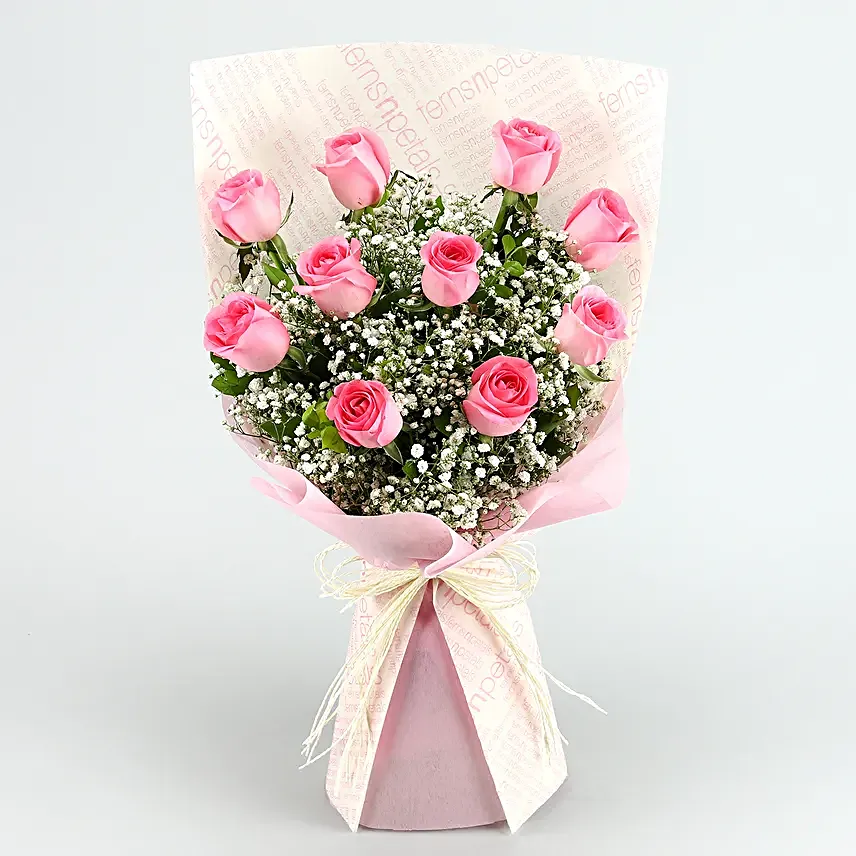 Dreamy Pink Roses Bouquet Truffle Cake