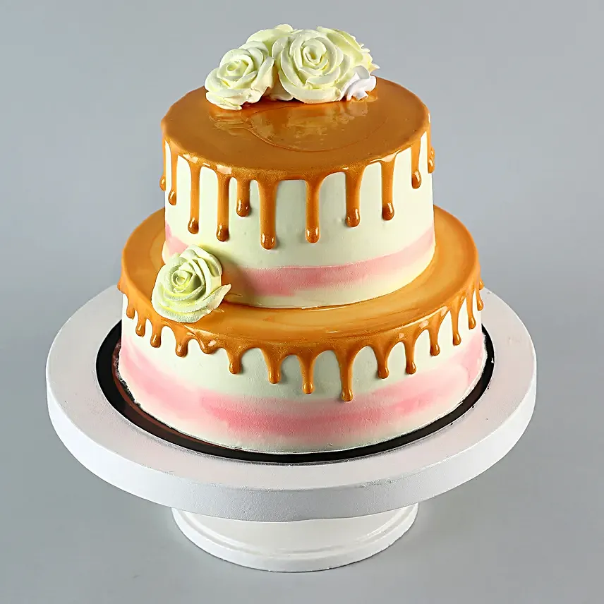Dripping 2 Tier Butterscotch Cake 2 Kg
