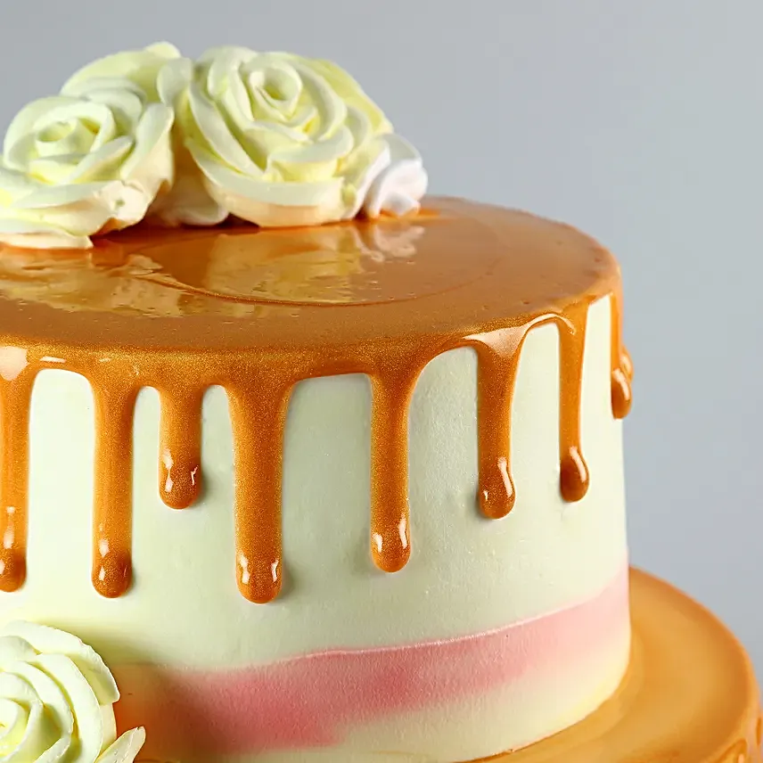 Dripping 2 Tier Butterscotch Cake 2 Kg