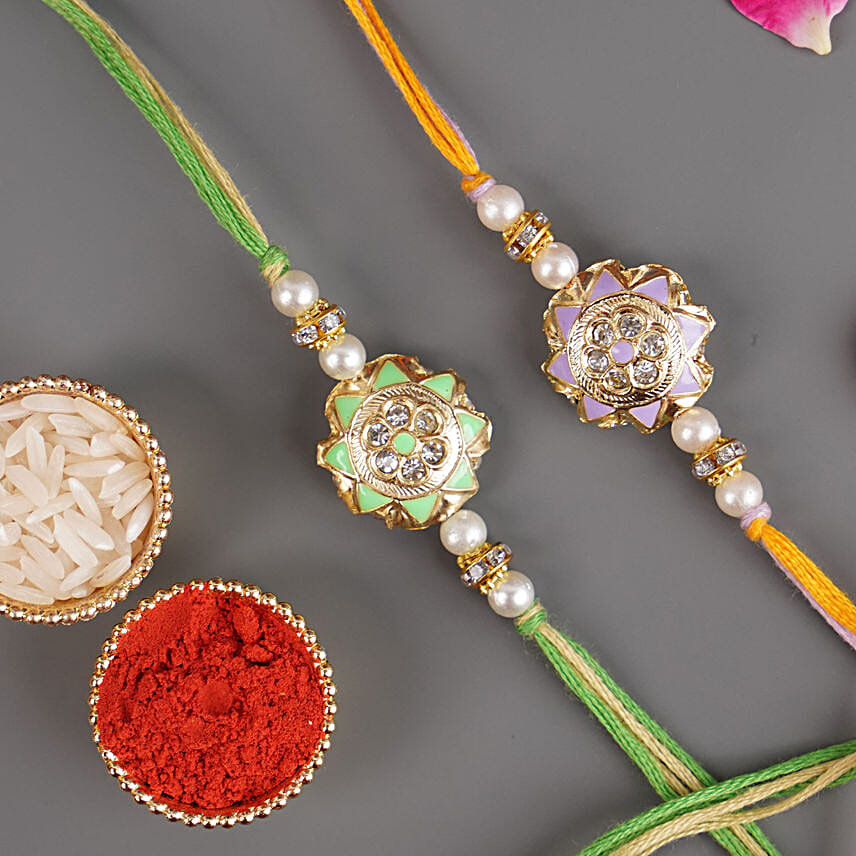 Dwiraj Ratna Meenakari Rakhis N Almonds Silver Box