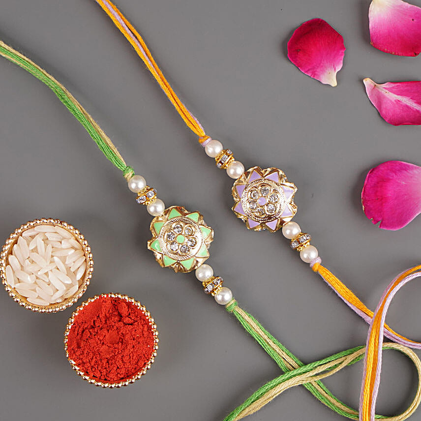 Dwiraj Ratna Meenakari Rakhis N Almonds Silver Box