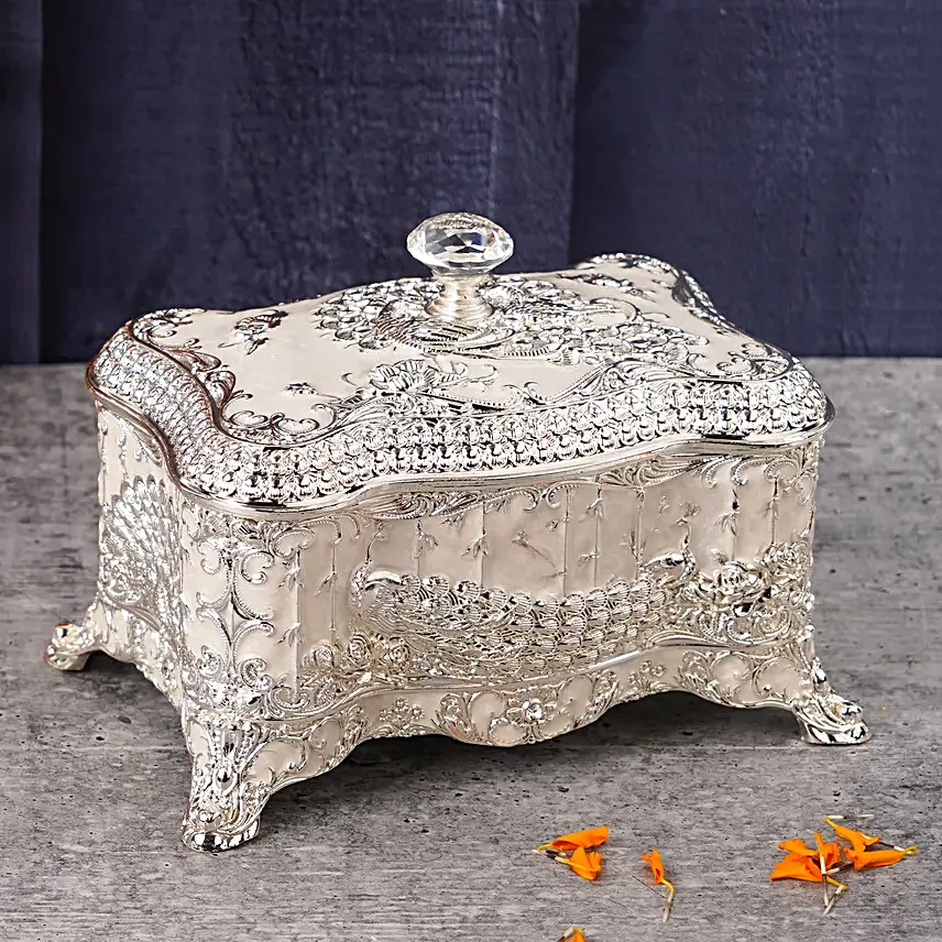 Dwiraj Ratna Meenakari Rakhis N Almonds Silver Box