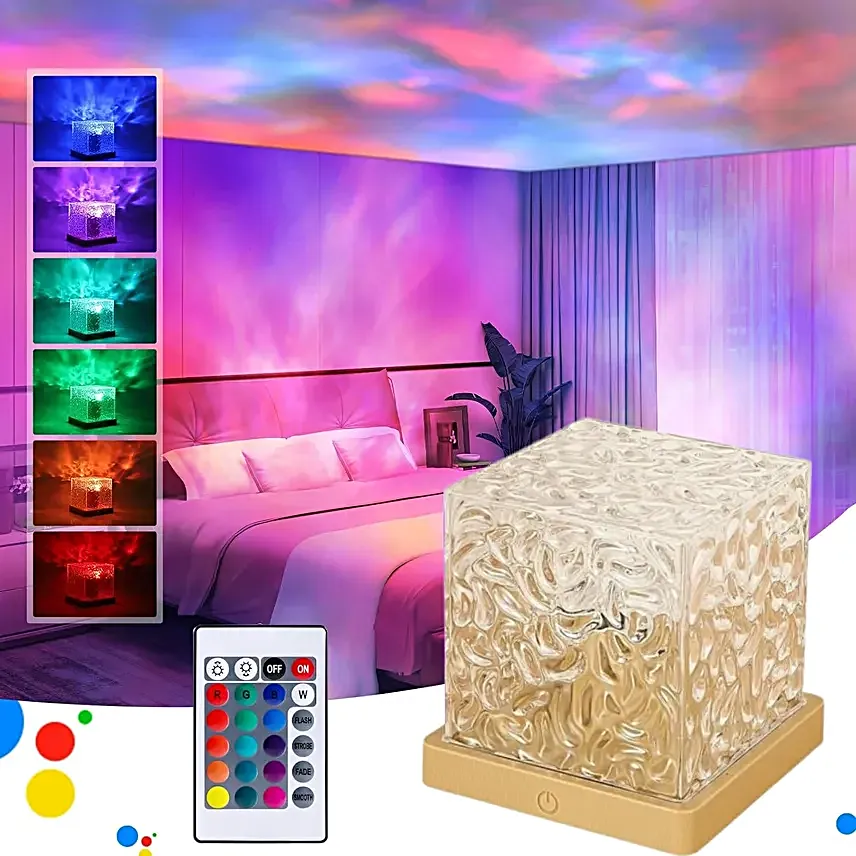 Dynamic Rotating Water Ripple Night Light