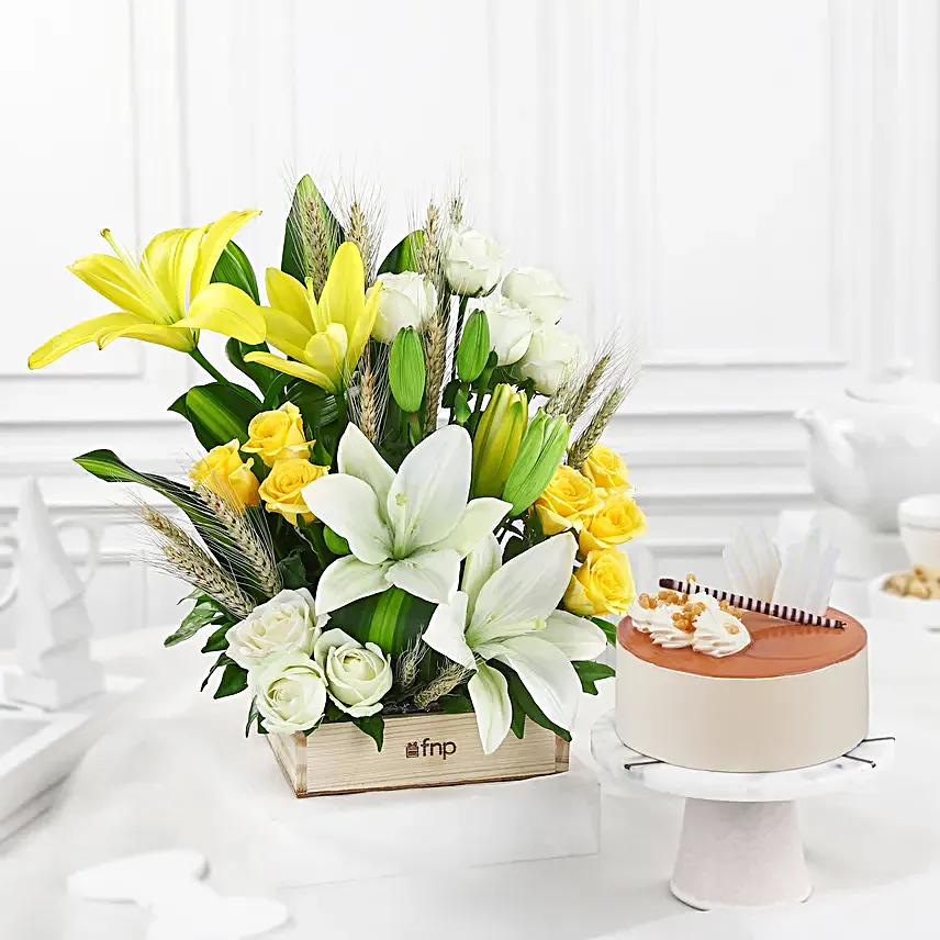 Elegant Bloom with Butterscotch Cake Combo