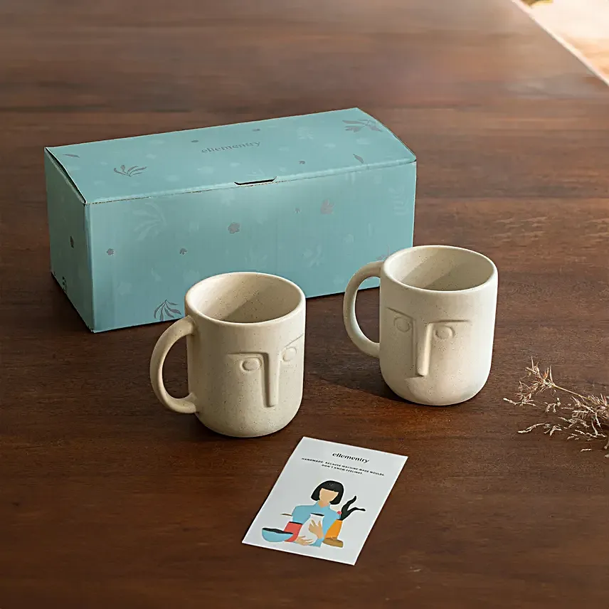 Ellementry Moai Ceramic Coffee Mug Set of 2