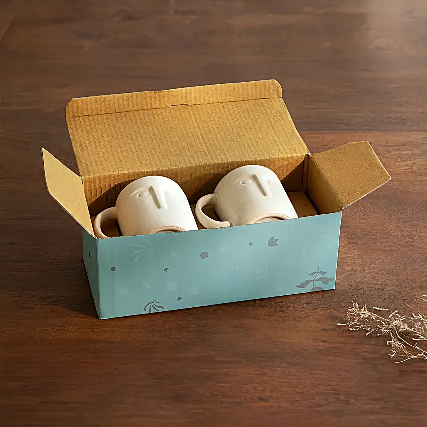 Ellementry Moai Ceramic Coffee Mug Set of 2