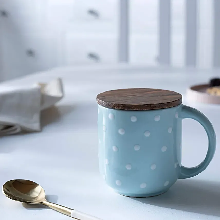 Ellementry Polka Dots Blue Ceramic Mug