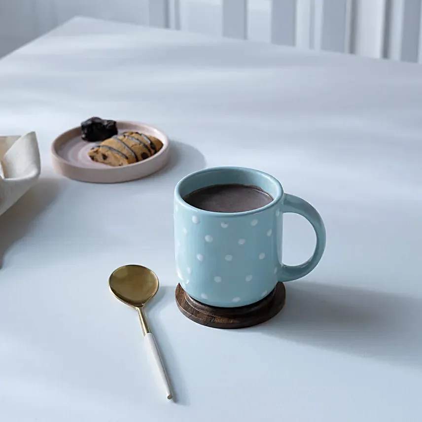 Ellementry Polka Dots Blue Ceramic Mug