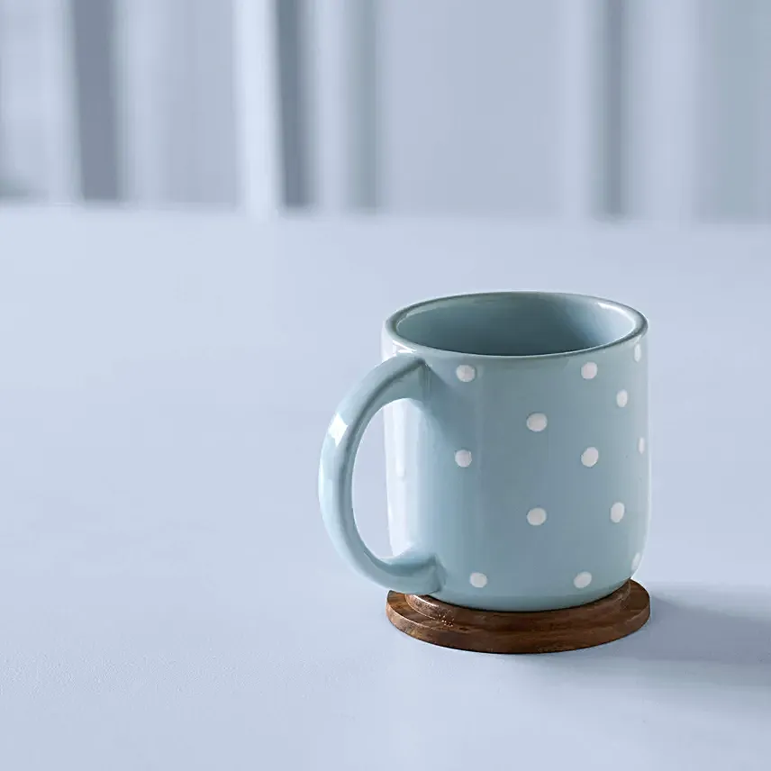 Ellementry Polka Dots Blue Ceramic Mug