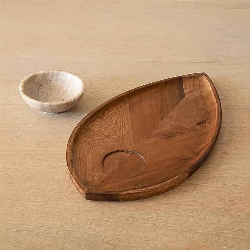 Ellementry Umber Leaf Chip N Dip Platter