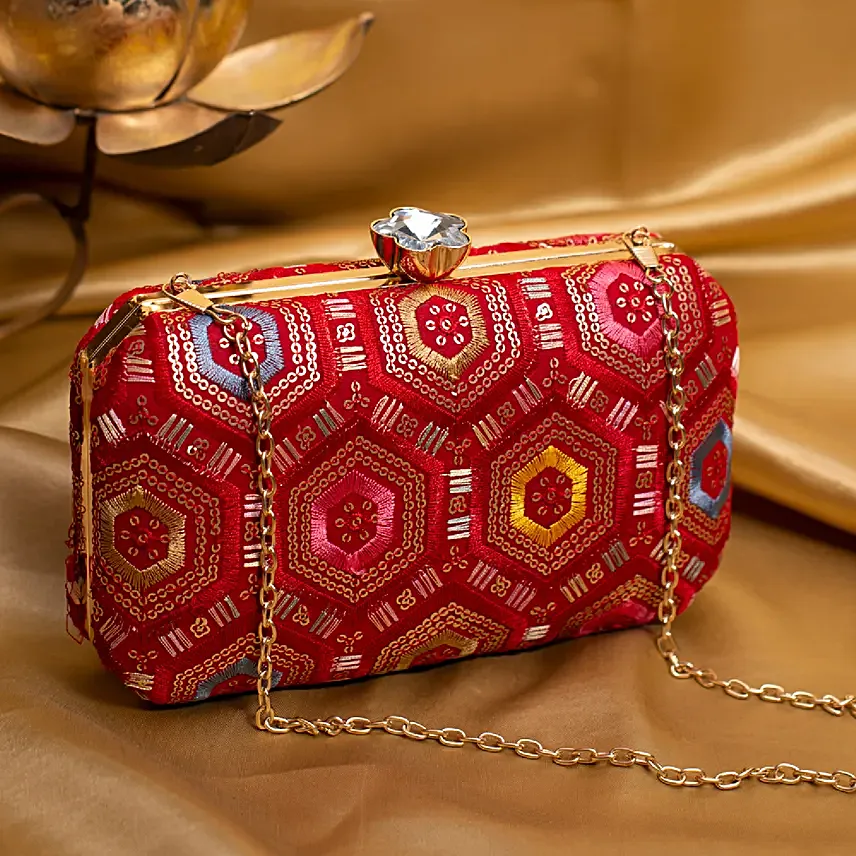 Embroidered Charm Clutch For Her