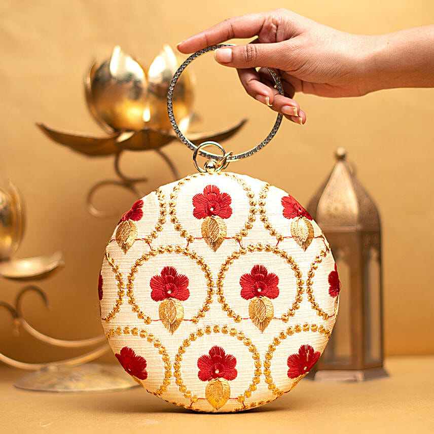 Embroidered Red Clutch For Her