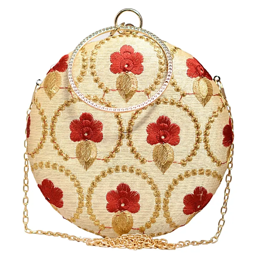 Embroidered Red Clutch For Her
