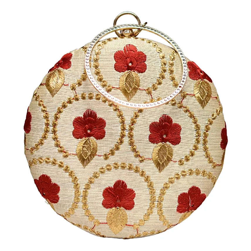 Embroidered Red Clutch For Her