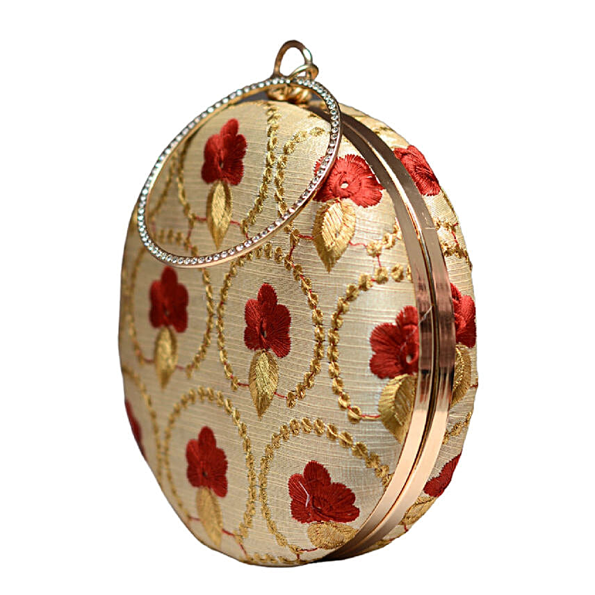Embroidered Red Clutch For Her
