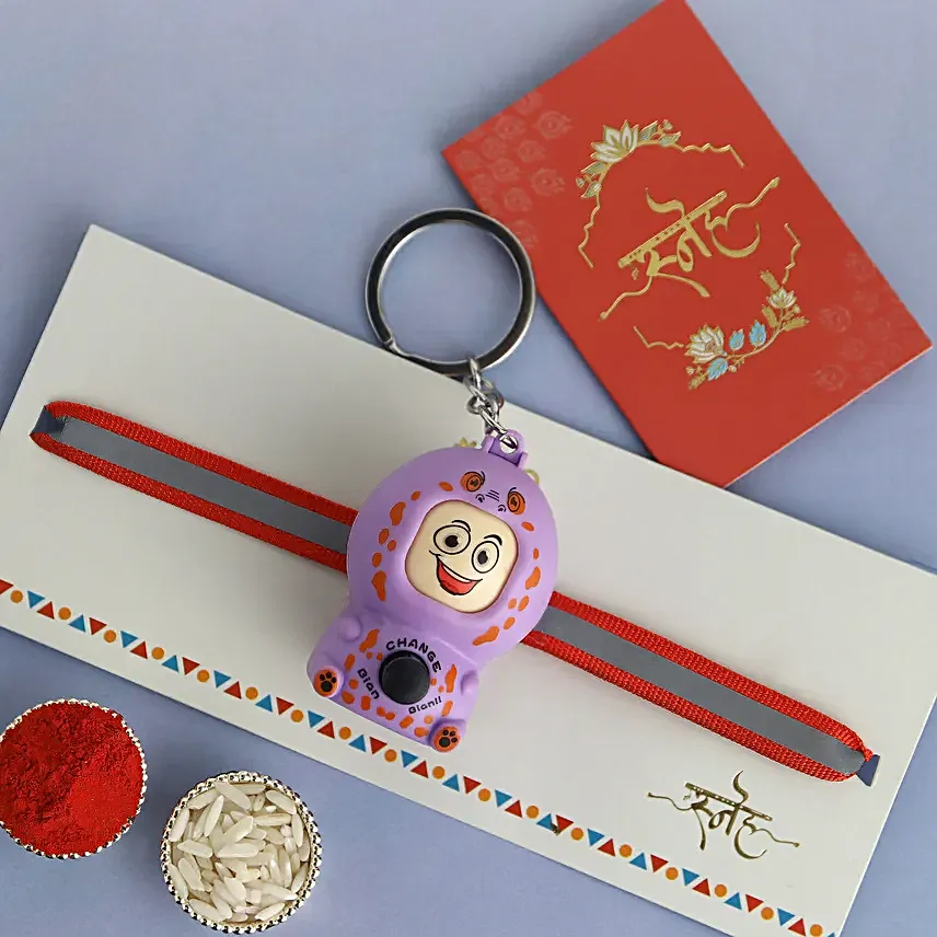 Emoji Switch Hero Rakhi For Kids Purple