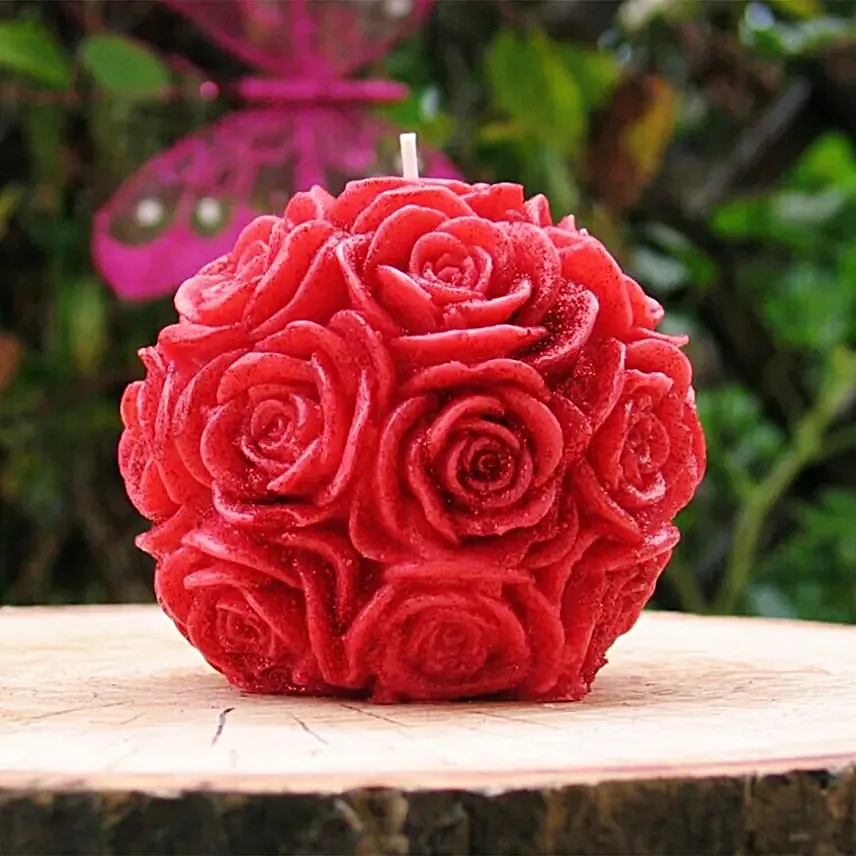Enchanting Bloom Red Rose Candle