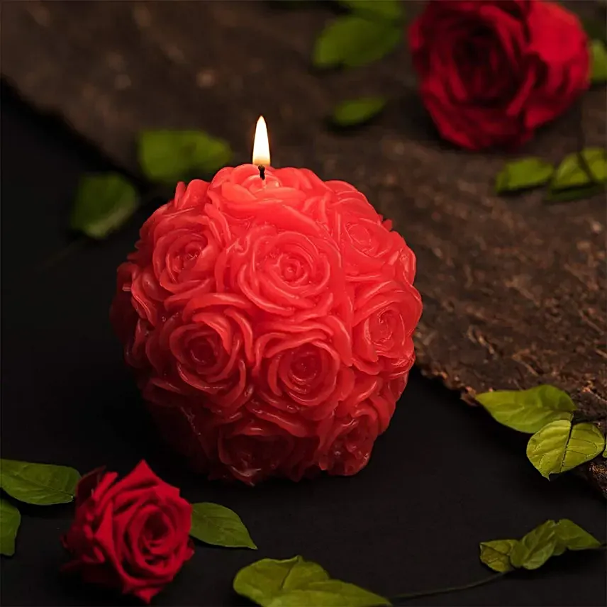 Enchanting Bloom Red Rose Candle