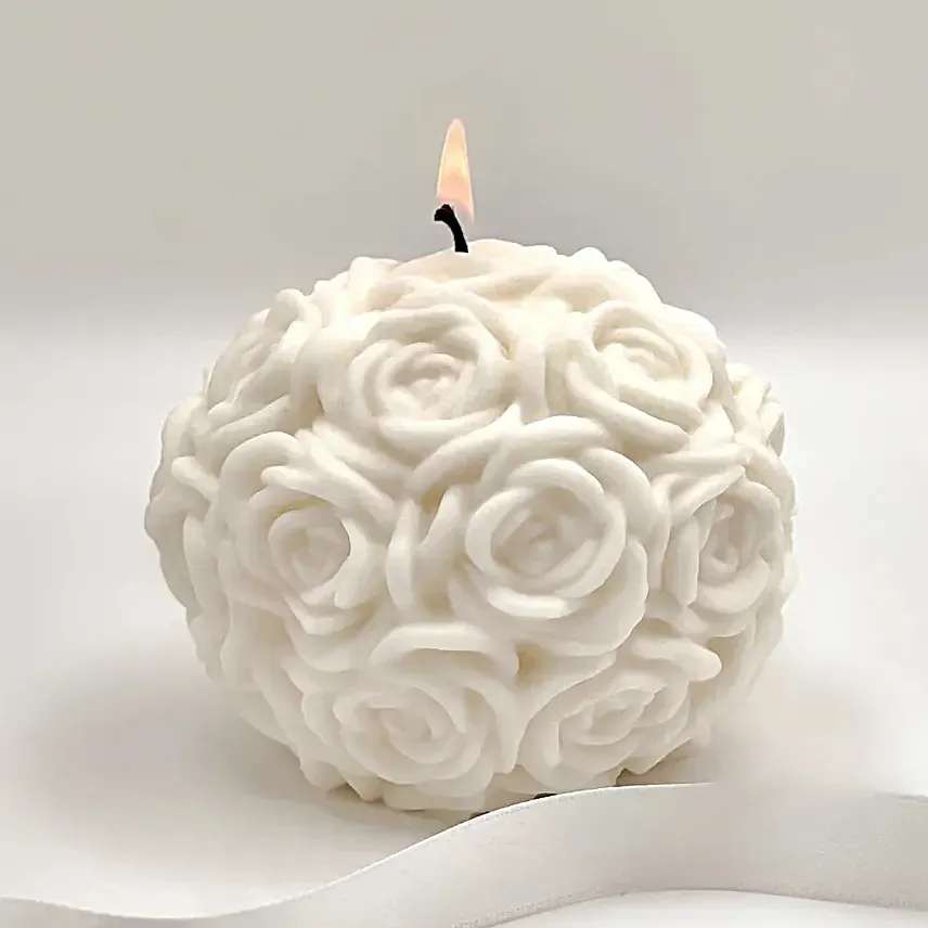 Enchanting Bloom Rose Candle White