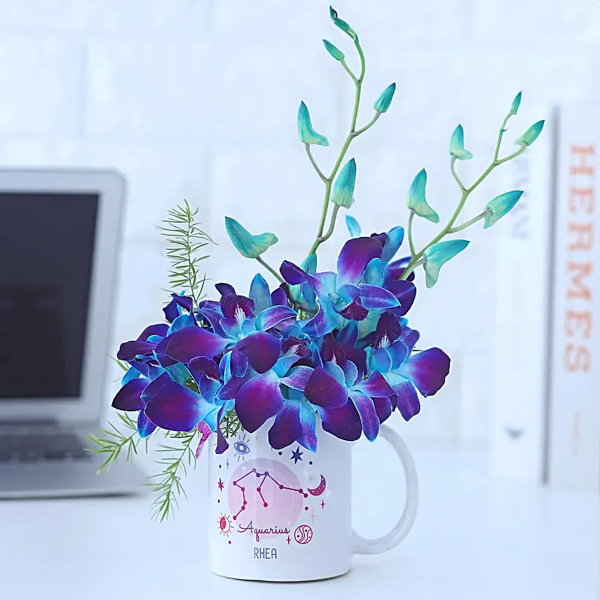 Enchanting Orchid Aquarius Personalised Mug