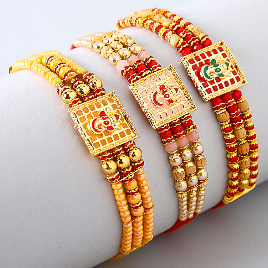 Enchantingly Ornate Meenakari Rakhi Set of 3