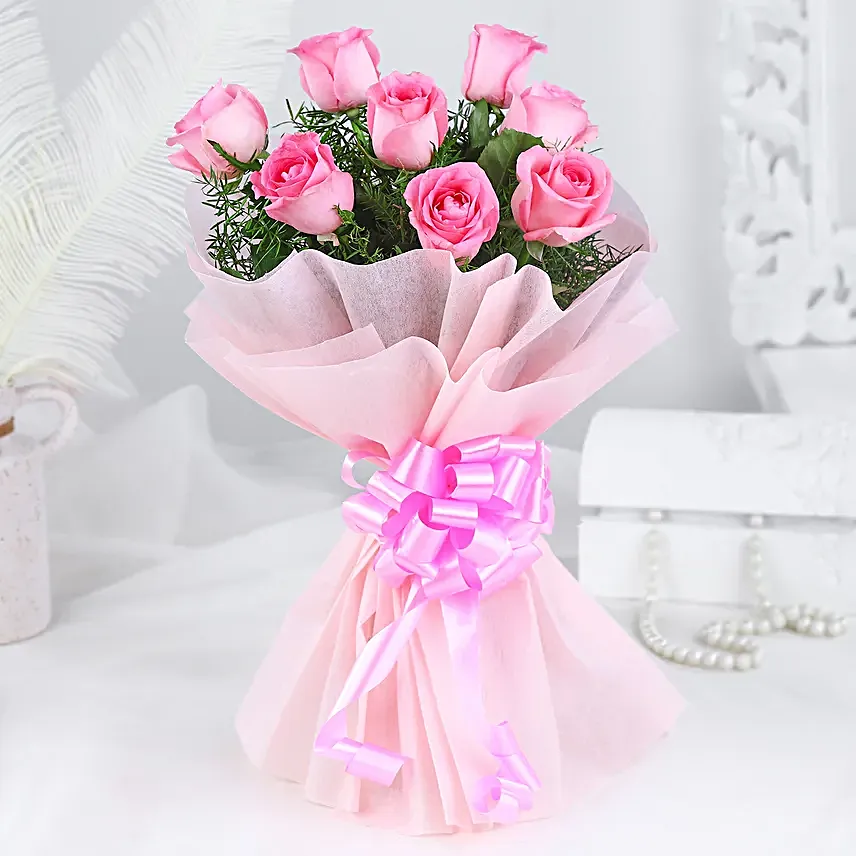 Endearing Pink Roses Bouquet