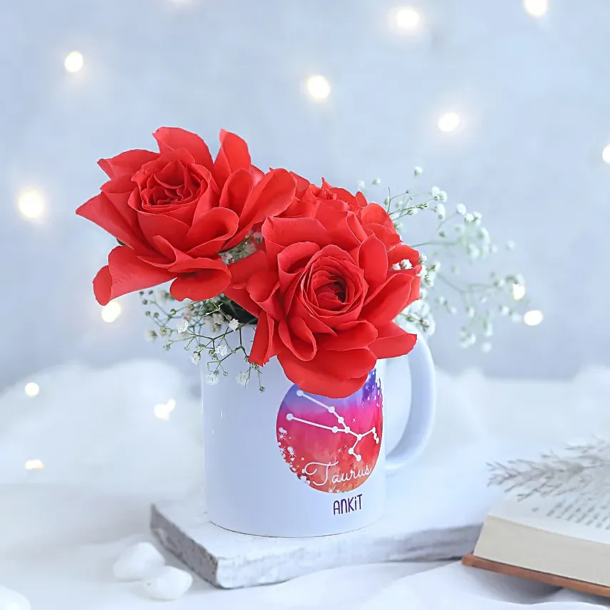Endearing Roses Taurus Personalised Mug