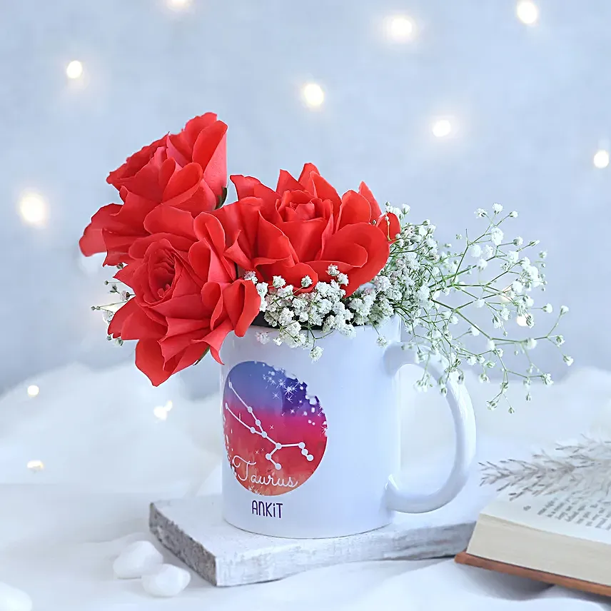 Endearing Roses Taurus Personalised Mug