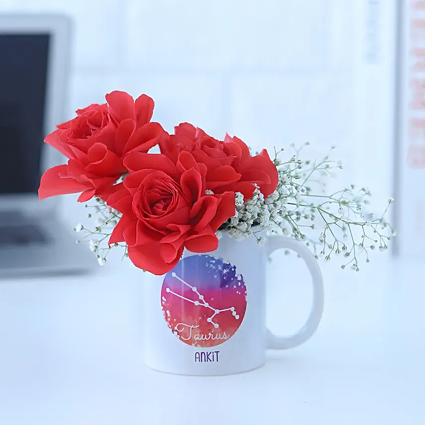 Endearing Roses Taurus Personalised Mug