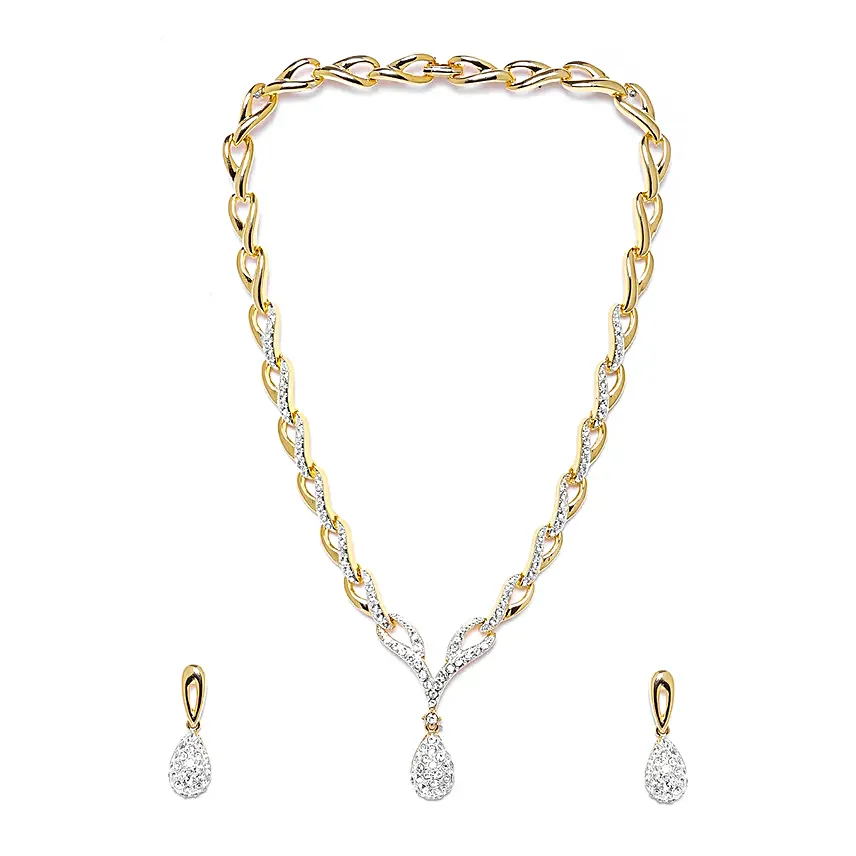 Estele American Diamond Pendant Necklace Set
