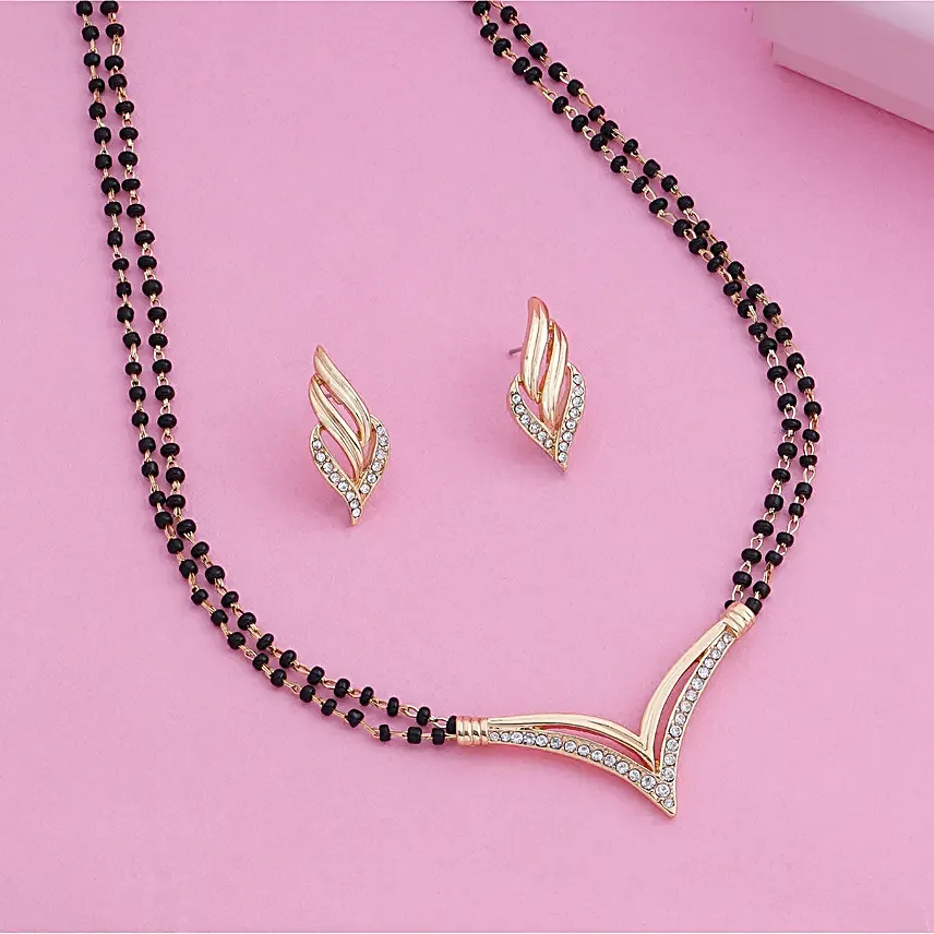 Estele Crystal Crown Mangalsutra Set