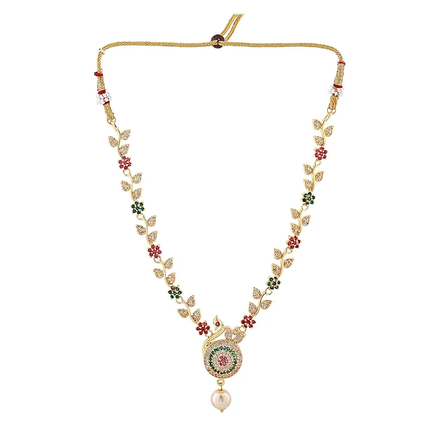 Estele Pearl Embellished Peacock Necklace Set