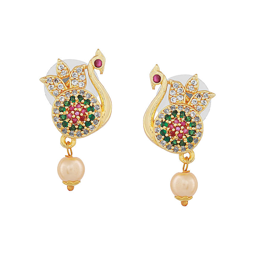 Estele Pearl Embellished Peacock Necklace Set