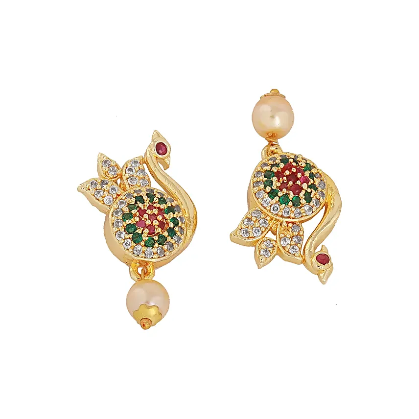 Estele Pearl Embellished Peacock Necklace Set