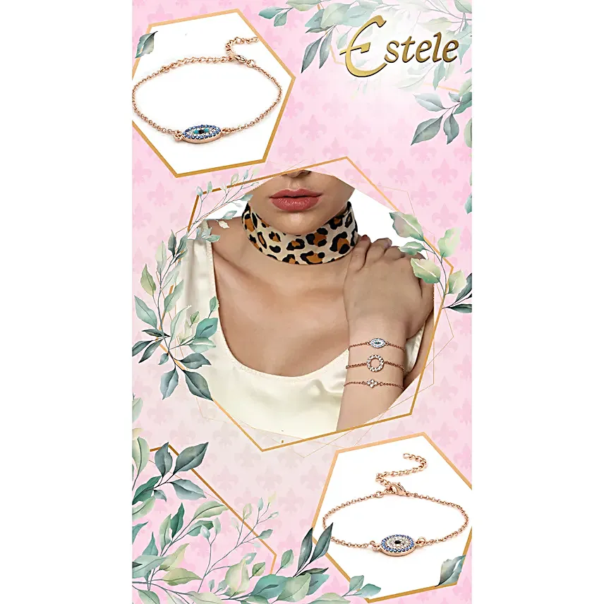 Estele Swarovski Crystal Stone Evil Eye Bracelet