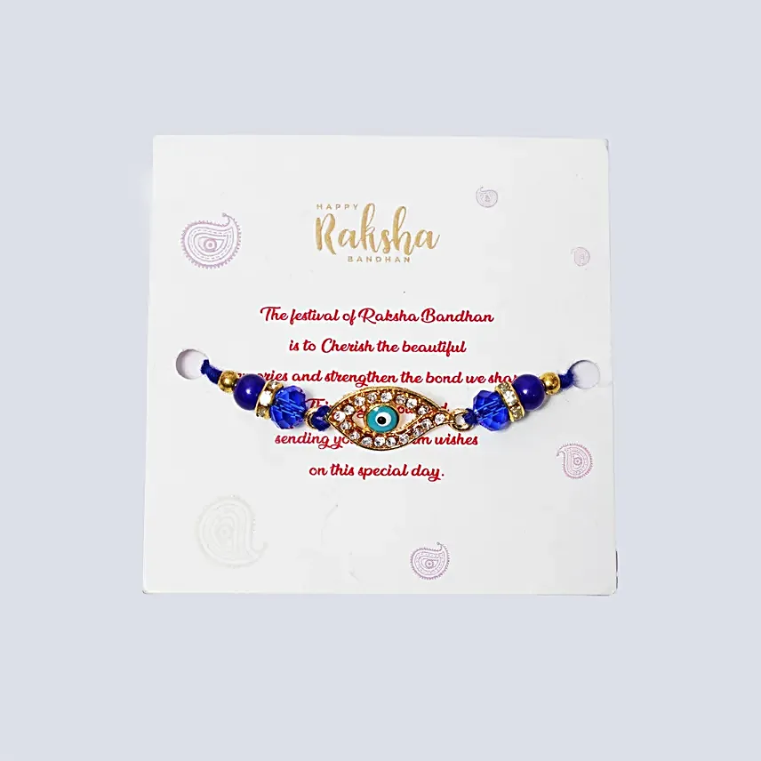 Evil Eye Rakhi N Assorted Dates Chocolates