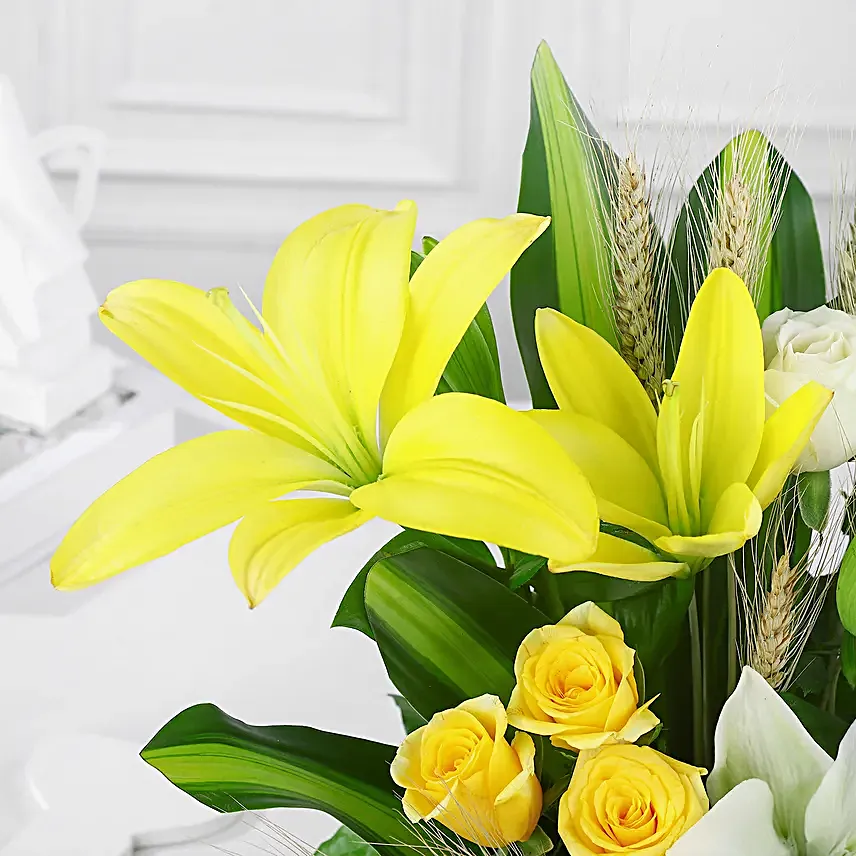 Exotic Elegance Roses N Lilies Arrangement
