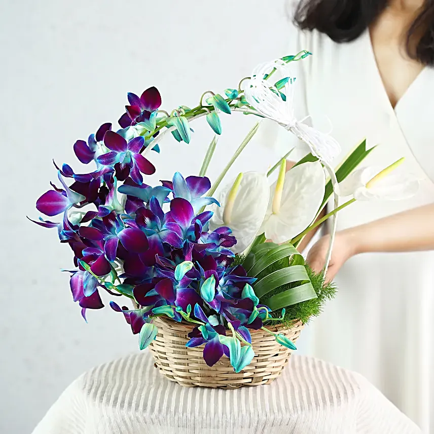 Exotic Orchids N Anthuriums Basket