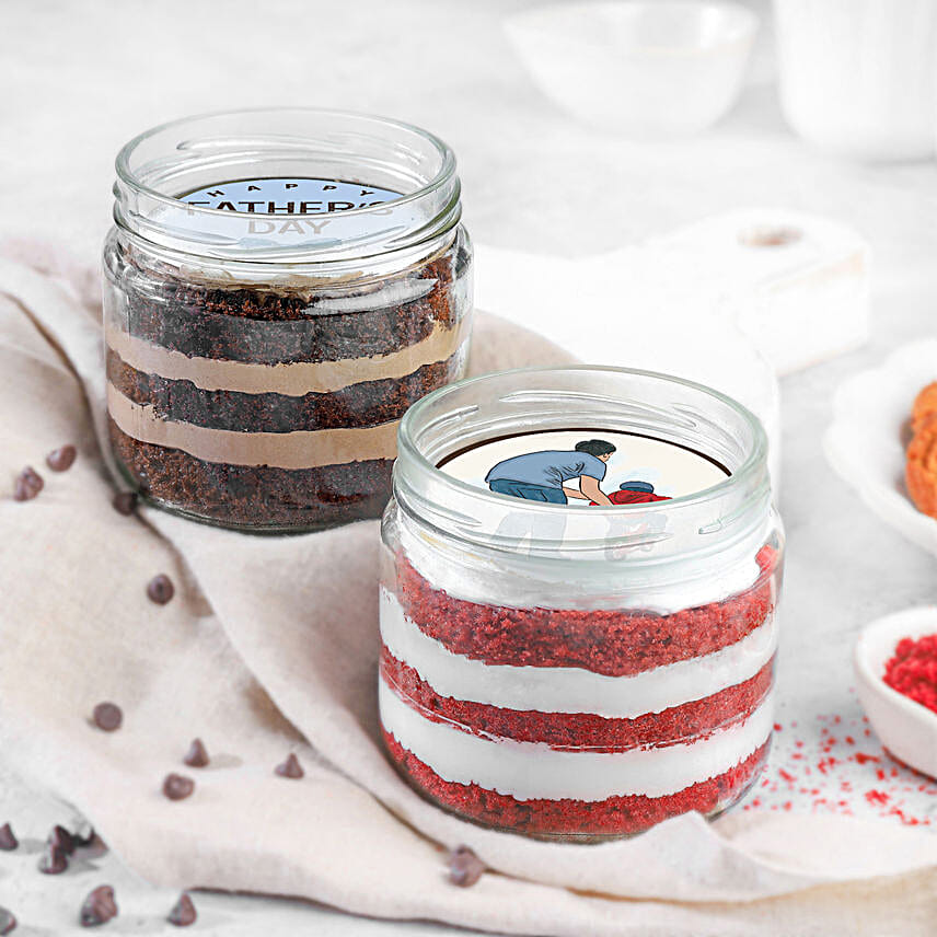 Fathers Day Choco and Velvet Surprise Jar Cake