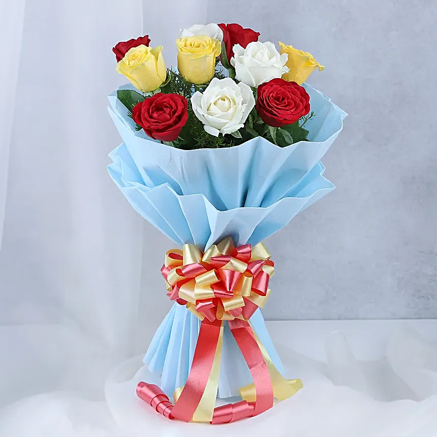 Father's Day Mixed Rose Bouquet and Eggless Butterscotch Cake