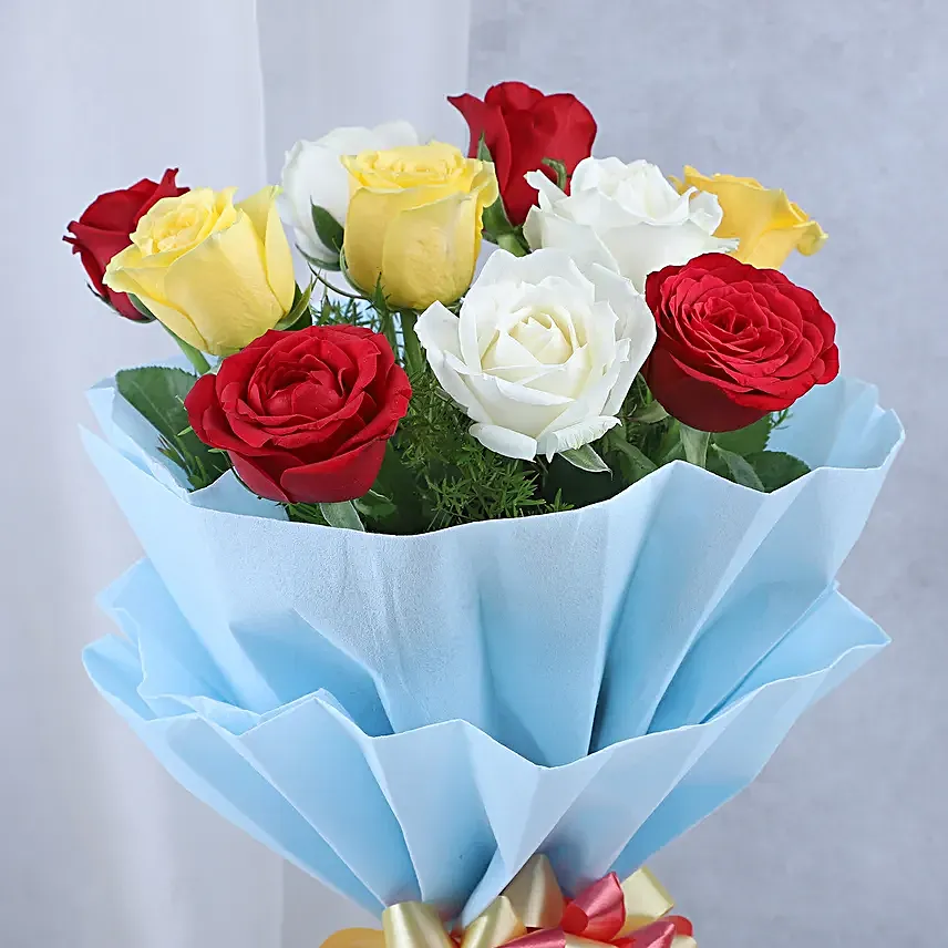 Father's Day Mixed Rose Bouquet and Eggless Butterscotch Cake