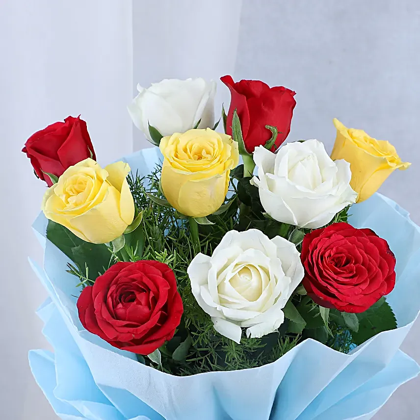 Father's Day Mixed Rose Bouquet and Eggless Butterscotch Cake