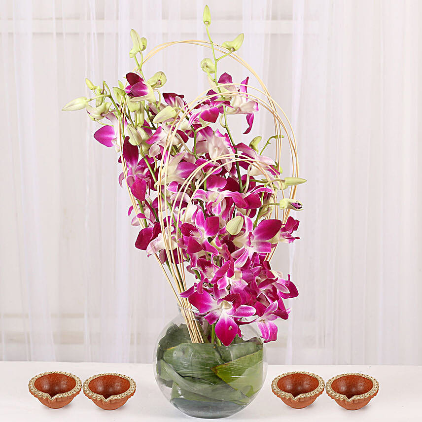 online purple orchids flower for diwali