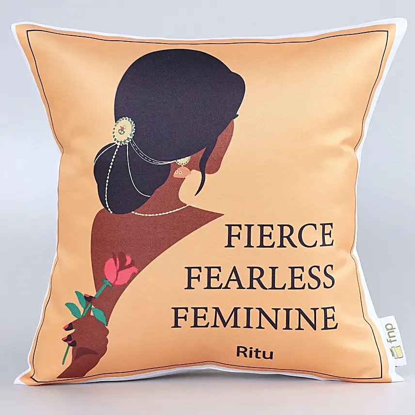 Fierce Fearless Feminine Womens Day Gift Cushion