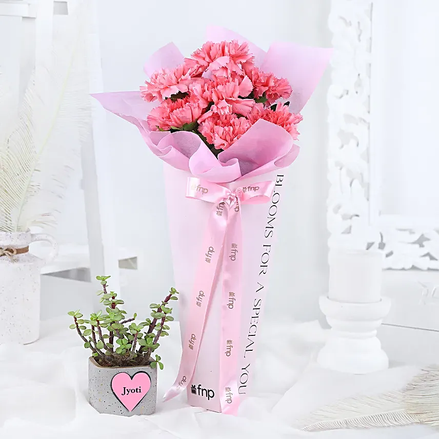 Floral Beauty N Personalised Green Gift Combo