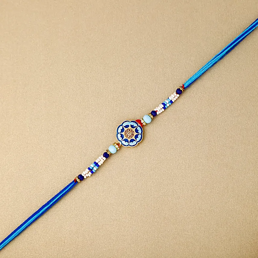 Floral Blue Meenakari Rakhi